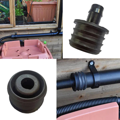 Water butt adapters for greenhouse and shed downpipes