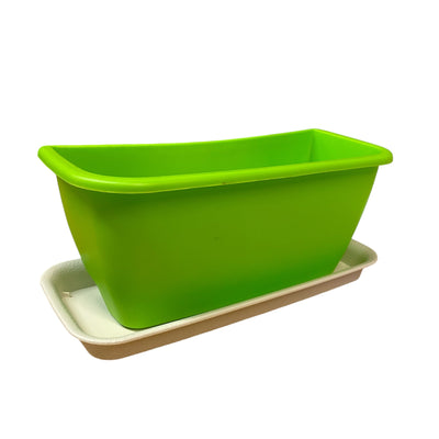bright green  water butt planter for Rainwater Terrace water butt, designed for growing plants and herbs on upper levels of the system.