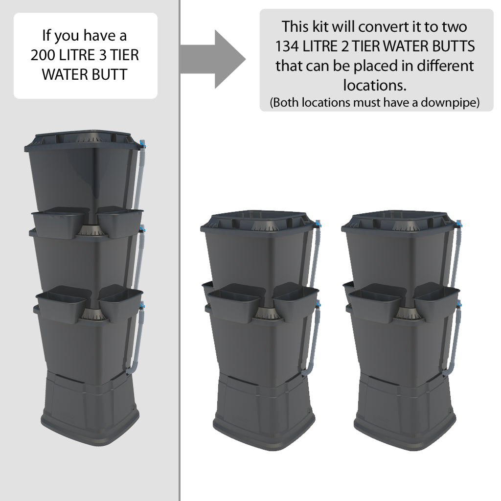 Converter Kit: 3 Tier water butt to 2 x 2 Tier water butt