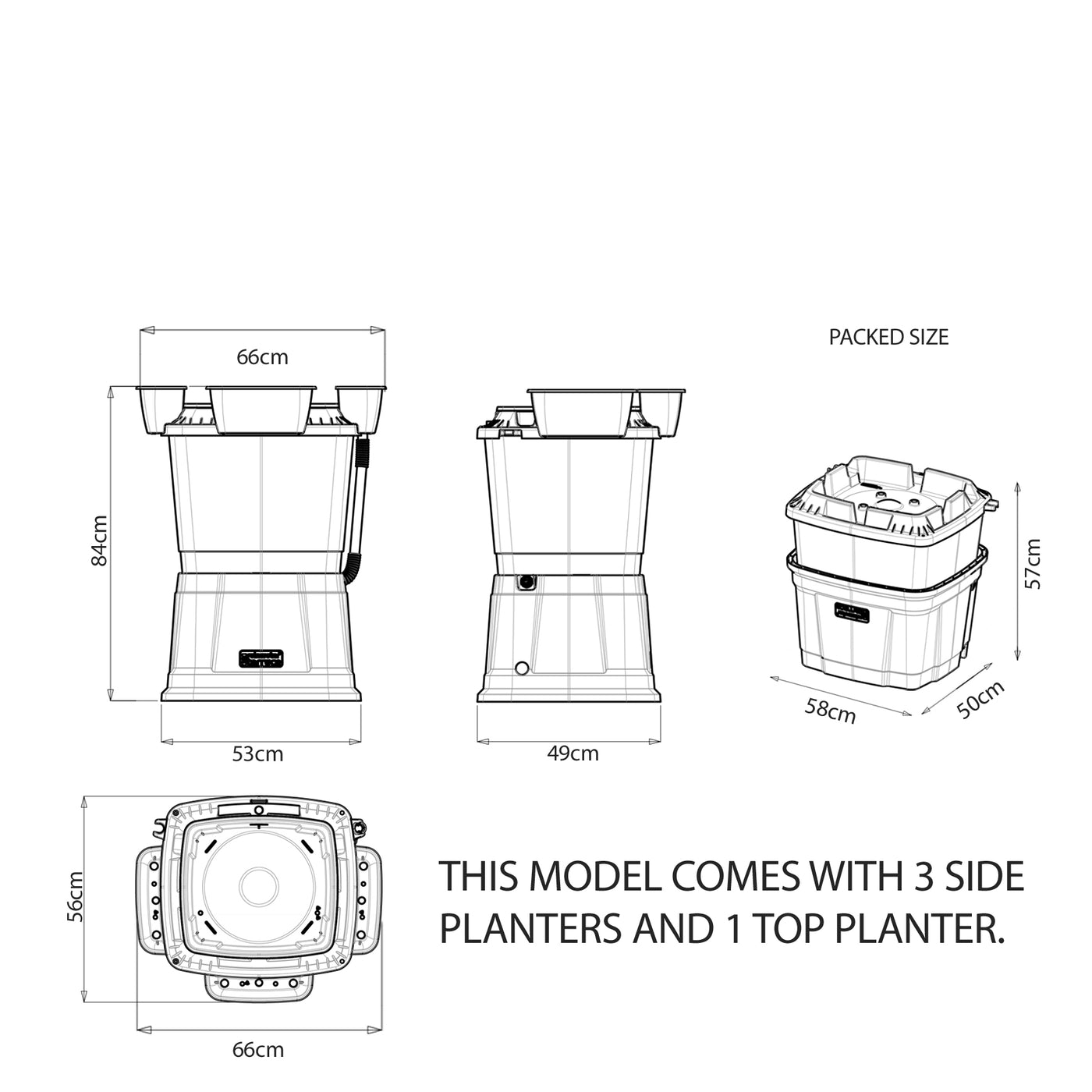 1 Tier 67 Litre Water Butt With Planters